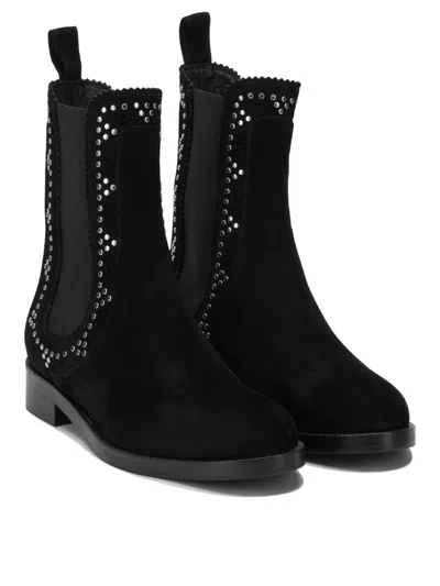 Aquazzura Ankle Boots With Round Toe And Block Heel In Black