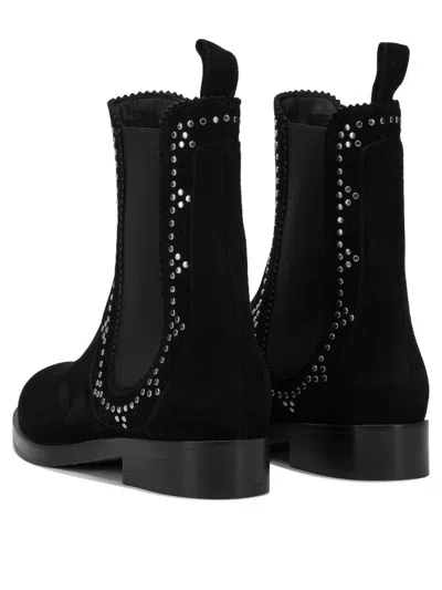 Aquazzura Ankle Boots With Round Toe And Block Heel In Black