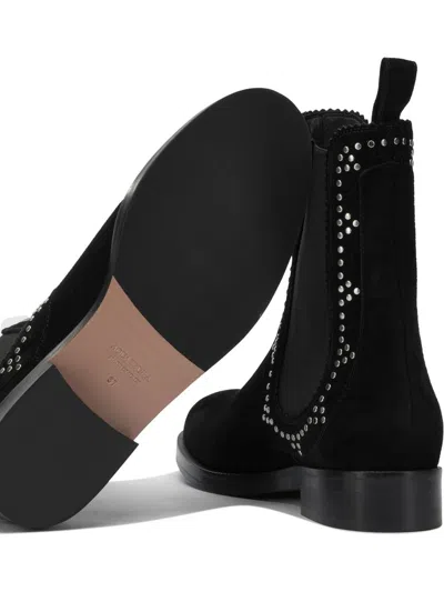 Aquazzura Ankle Boots With Round Toe And Block Heel In Black