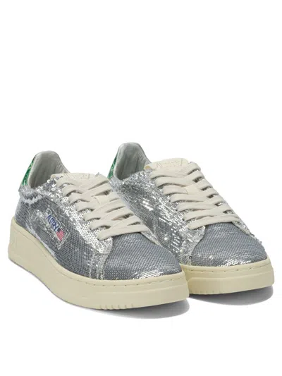 Autry Dallas Low Sneakers Featuring Crystals In Silver