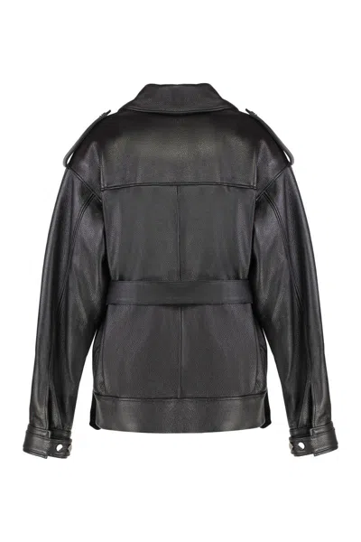 Batakovic Leather Jacket With Belt In Black