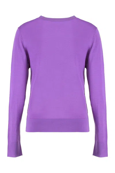 Calvin Klein Sweater In Wool In Purple