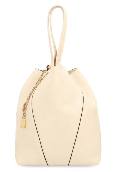 Chloé Spin Large Leather Tote Bag In Neutral