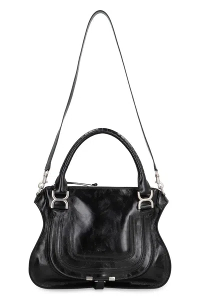 Chloé Marcie Handbag In Shiny Leather In Black