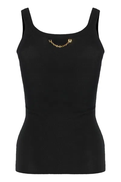 Elisabetta Franchi Sleeveless Top In Cotton In Black