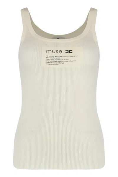 Elisabetta Franchi Sleeveless Top In Cotton In Neutral