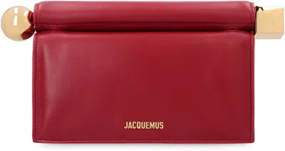 Jacquemus Square Leather Pouch In Red