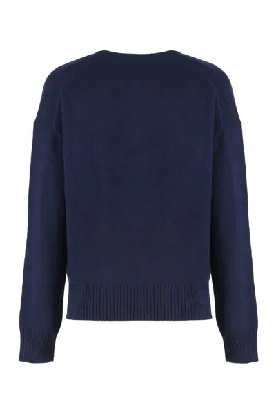 Polo Ralph Lauren Wool Cardigan With Dropped Shoulder Clothing In Blue