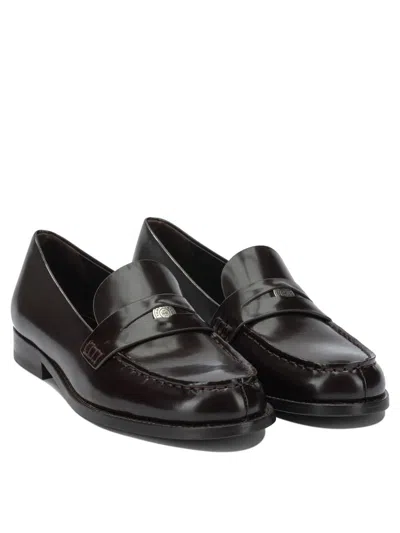 Tory Burch Leather Penny-slot Loafers In Brown