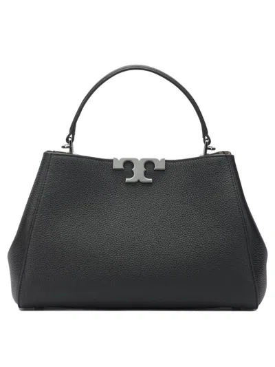 Tory Burch Eleanor Mini Satchel In Hammered Leather Black In Black