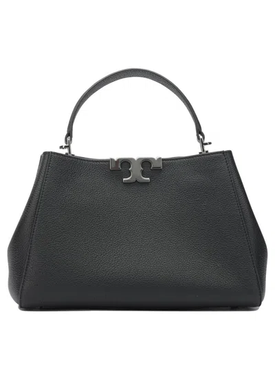 Tory Burch Eleanor Mini Satchel In Hammered Leather Black In Black