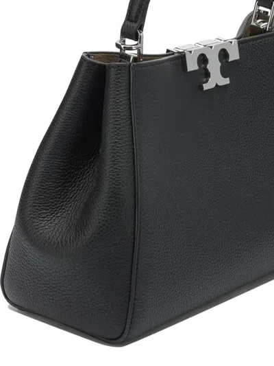 Tory Burch Eleanor Mini Satchel In Hammered Leather Black In Black