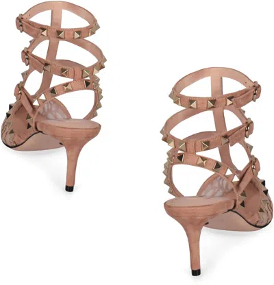 Valentino Rockstud 65 Lace And Suede Pumps In Pink