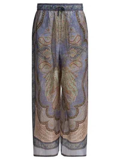 Zimmermann Wanderlust Patterned Wide-leg Silk Trousers In Multi