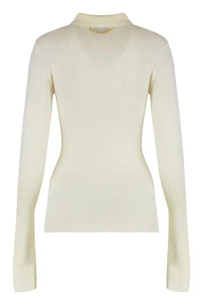 Elisabetta Franchi Long Sleeve Polo Shirt In Green