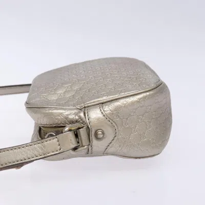 Pre-owned Gucci Micro Ssima Silver Canvas, Leather Shoulder Bag ()