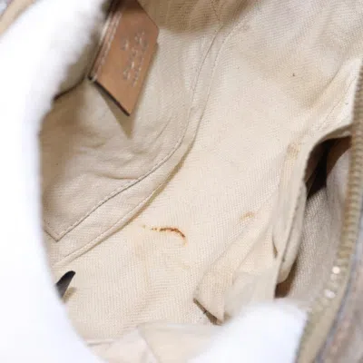 Pre-owned Gucci Micro Ssima Silver Canvas, Leather Shoulder Bag ()