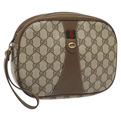 Pre-owned Gucci Ophidia Beige Canvas Clutch Bag () In Sand