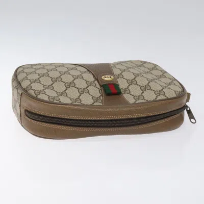 Pre-owned Gucci Ophidia Beige Canvas Clutch Bag () In Sand