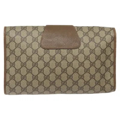 Pre-owned Gucci Ophidia Beige Canvas Clutch Bag () In Sand