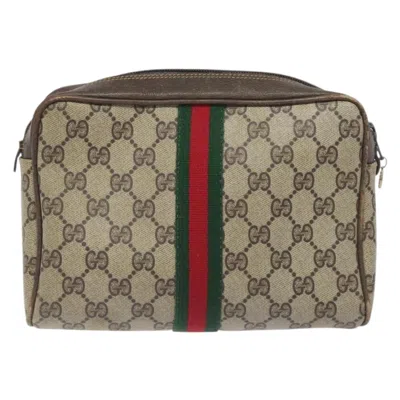 Pre-owned Gucci Ophidia Beige Canvas Clutch Bag () In Sand