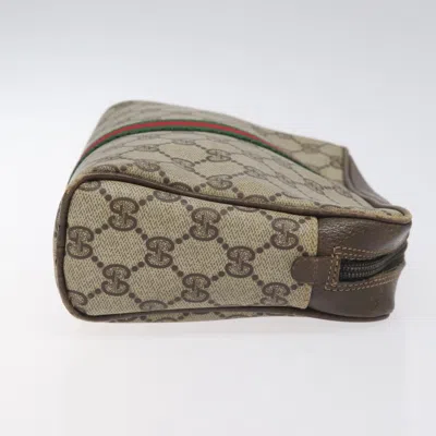 Pre-owned Gucci Ophidia Beige Canvas Clutch Bag () In Sand