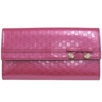Pre-owned Gucci Pink Leather Long Wallet (bi-fold) ()