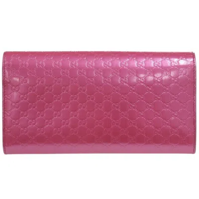 Pre-owned Gucci Pink Leather Long Wallet (bi-fold) ()