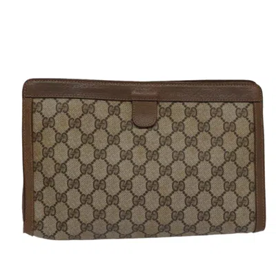 Pre-owned Gucci Sherry Beige Canvas Clutch Bag () In Sand