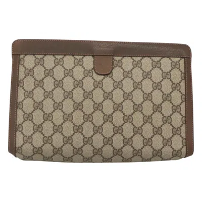 Pre-owned Gucci Sherry Beige Canvas Clutch Bag () In Sand