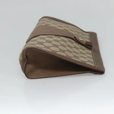 Pre-owned Gucci Sherry Beige Canvas Clutch Bag () In Sand