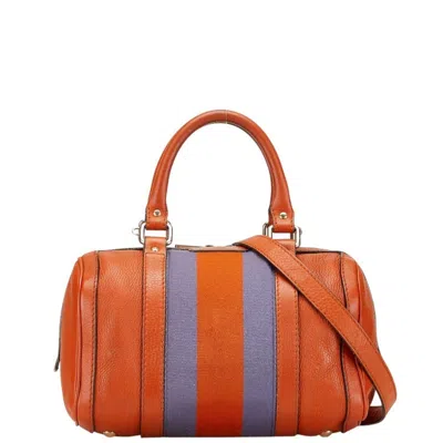 Pre-owned Gucci Sherry Line Orange Purple Canvas Leather Boston Bag Shoulder Bag ()
