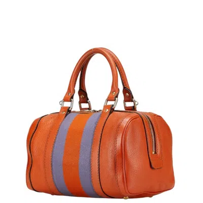 Pre-owned Gucci Sherry Line Orange Purple Canvas Leather Boston Bag Shoulder Bag ()