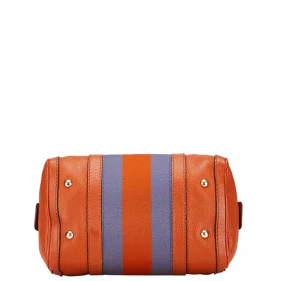 Pre-owned Gucci Sherry Line Orange Purple Canvas Leather Boston Bag Shoulder Bag ()