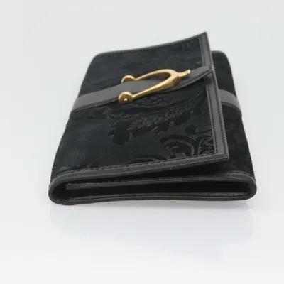 Pre-owned Gucci Stirrup Black Suede Clutch Bag ()