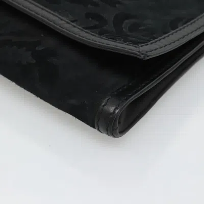 Pre-owned Gucci Stirrup Black Suede Clutch Bag ()