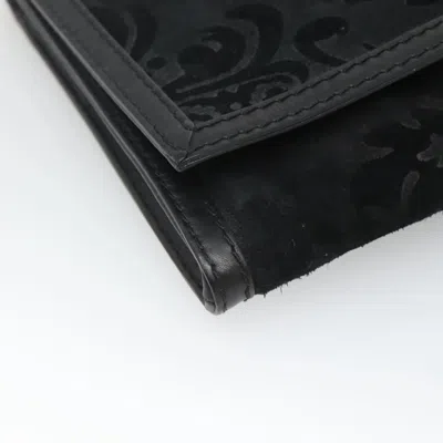 Pre-owned Gucci Stirrup Black Suede Clutch Bag ()