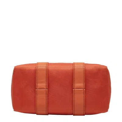 Pre-owned Hermes Acapulco Orange Leather Nylon Canvas Handbag Tote Bag ()