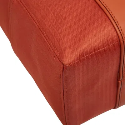 Pre-owned Hermes Acapulco Orange Leather Nylon Canvas Handbag Tote Bag ()