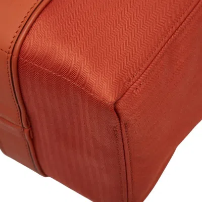 Pre-owned Hermes Acapulco Orange Leather Nylon Canvas Handbag Tote Bag ()