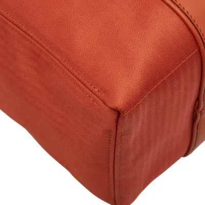 Pre-owned Hermes Acapulco Orange Leather Nylon Canvas Handbag Tote Bag ()