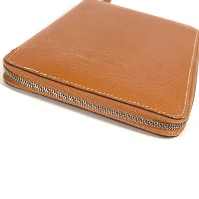 Pre-owned Hermes Azap Gold Leather Long Wallet (bi-fold) ()