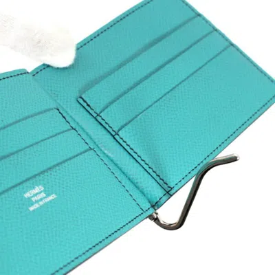 Pre-owned Hermes Black Blue Paon Epsom Leather Wallet (bi-fold) ()