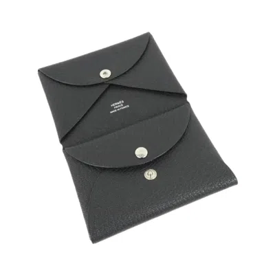 Pre-owned Hermes Black Chevre Leather Coin Purse/coin Case ()