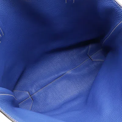 Pre-owned Hermes Blue Electric Etain Togo Leather Taurillon Clemence Leather Tote Bag ()