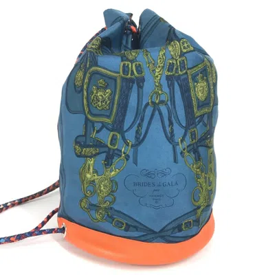 Pre-owned Hermes Blue Orange Silk Leather Shoulder Bag ()