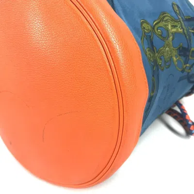 Pre-owned Hermes Blue Orange Silk Leather Shoulder Bag ()