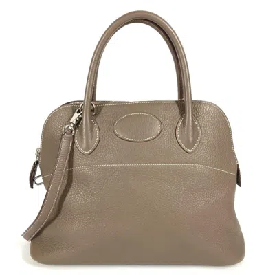 Pre-owned Hermes Bolide Etoupe Gray Gray Taurillon Clemence Leather Handbag Shoulder Bag Tote Bag ()