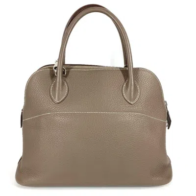 Pre-owned Hermes Bolide Etoupe Gray Gray Taurillon Clemence Leather Handbag Shoulder Bag Tote Bag ()