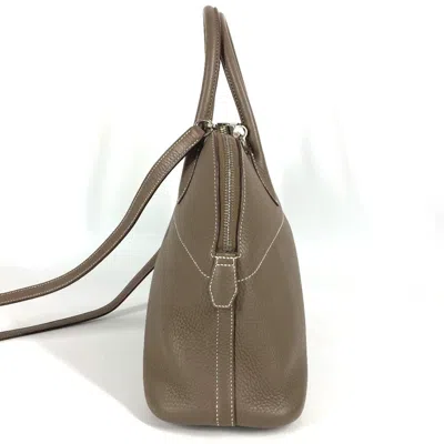 Pre-owned Hermes Bolide Etoupe Gray Gray Taurillon Clemence Leather Handbag Shoulder Bag Tote Bag ()